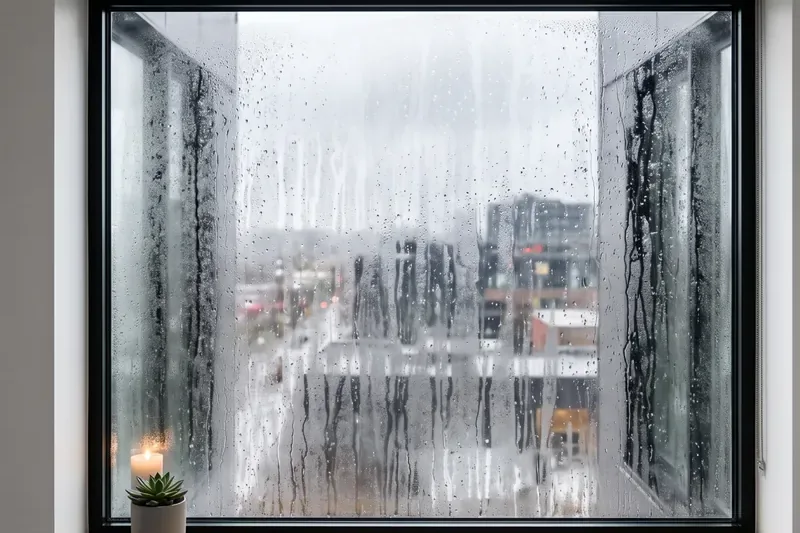 Ventana empañada con condensación
