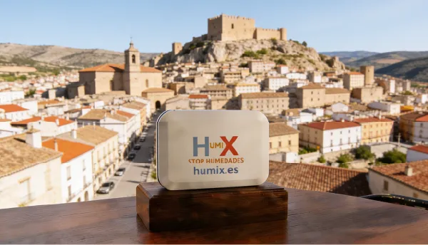 Sistema HUMIX instalado en la pared de una vivienda en Morella